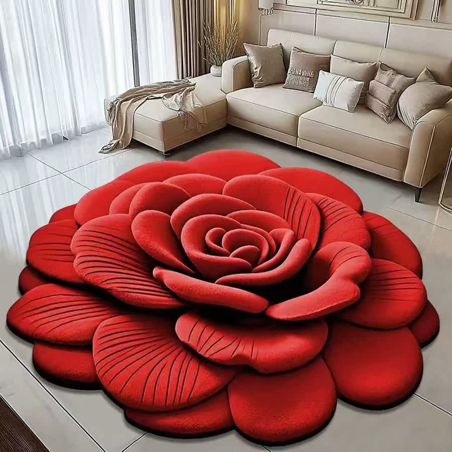 Tapis créatif à effet 3D rose - Rouge - 120 cm x 120 cm - image 1