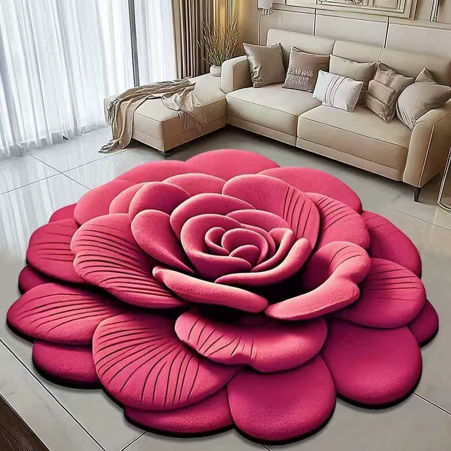 Tapis créatif à effet 3D rose - Rose - 120 cm x 120 cm - image 0