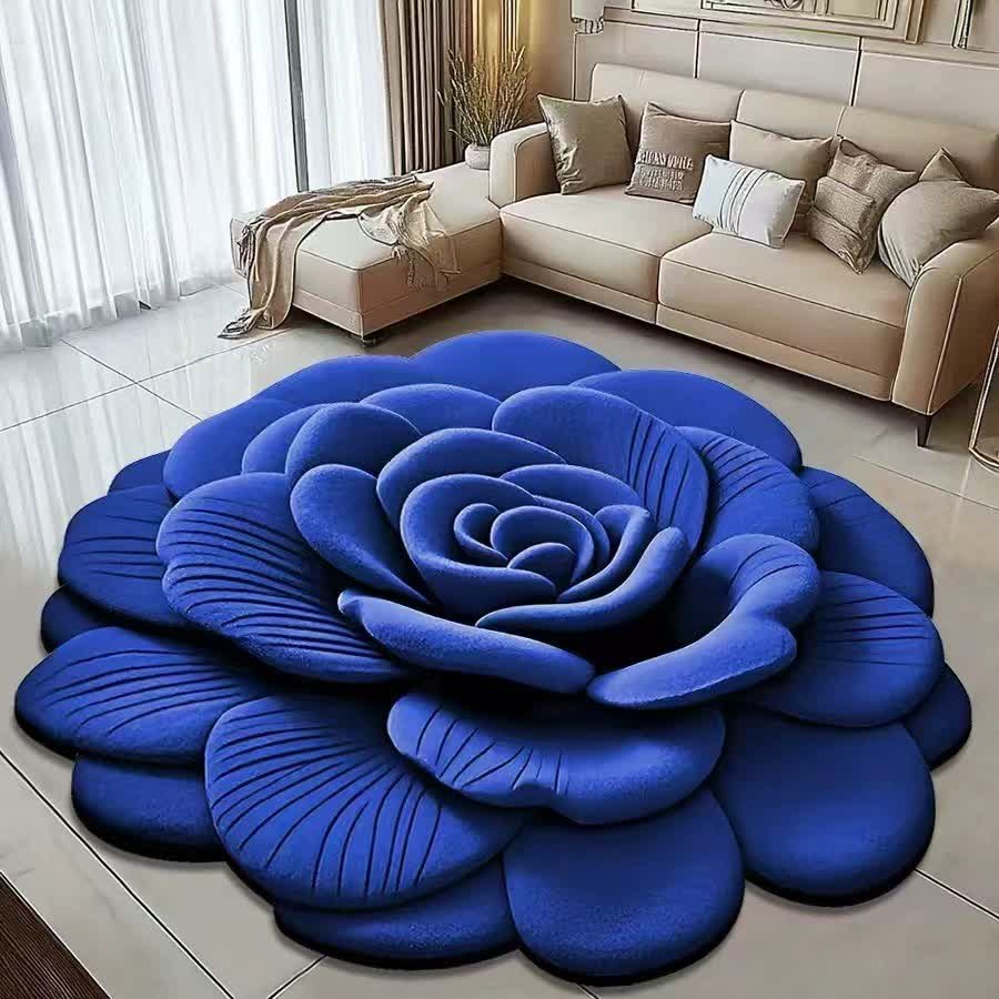 Tapis créatif à effet 3D rose - bleu royal - 120 cm x 120 cm - image 7