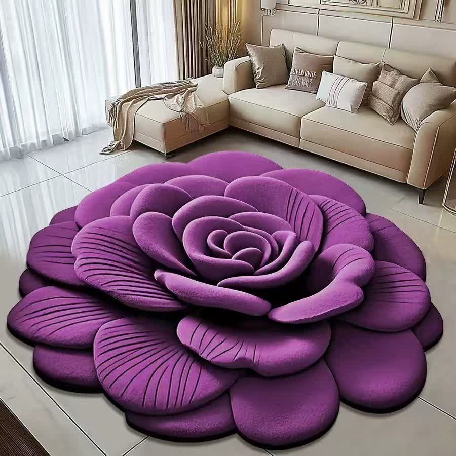 Tapis créatif à effet 3D rose - Violet - 120 cm x 120 cm - image 4