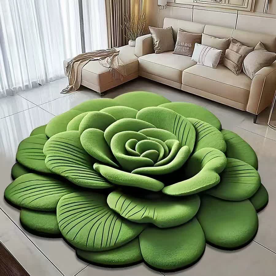 Tapis créatif à effet 3D rose - Vert - 120 cm x 120 cm - image 6