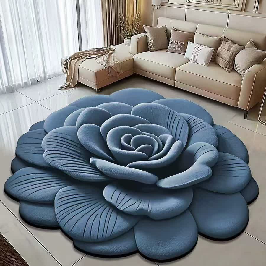 Tapis créatif à effet 3D rose - bleu marine - 120 cm x 120 cm - image 5