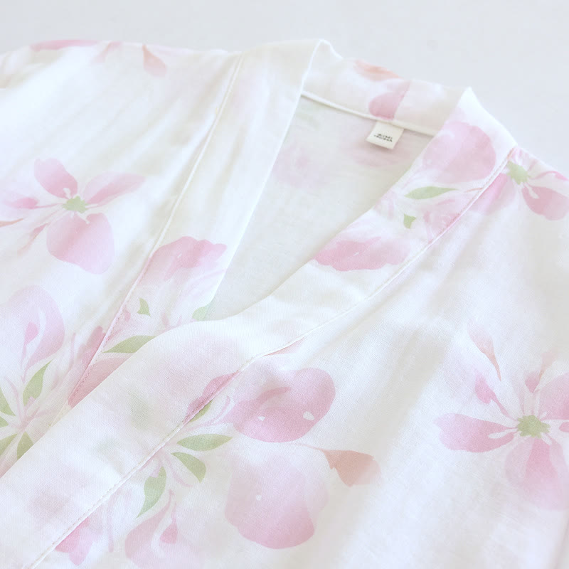 Peignoir de style kimono en gaze de coton à motif de fleurs de cerisier - image 5