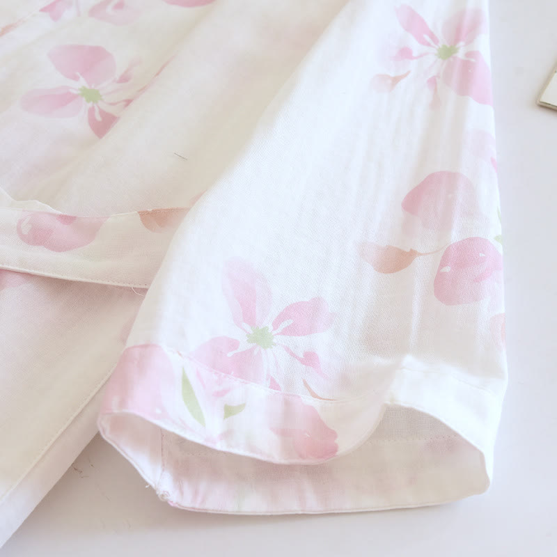 Peignoir de style kimono en gaze de coton à motif de fleurs de cerisier - image 6