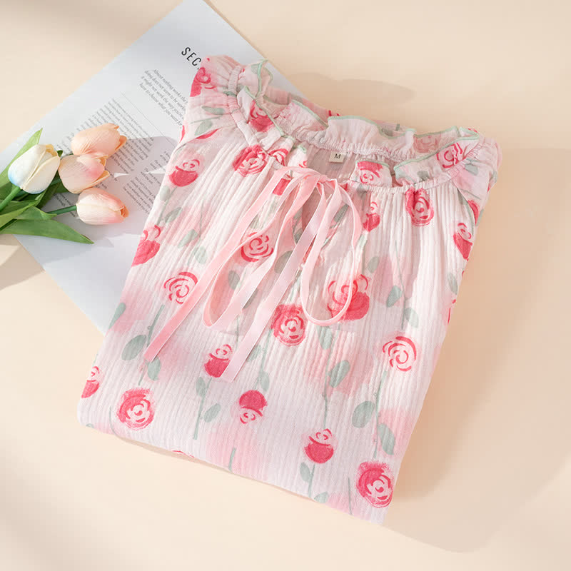 nuisette romantique en coton rose - image 2