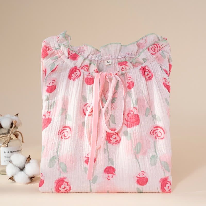 nuisette romantique en coton rose - image 3