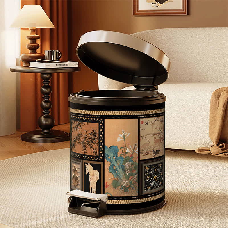 Poubelle vintage en cuir artistique double couche - image 1