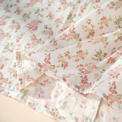 Chemise de nuit sans manches en pur coton à motif floral rose - image 6