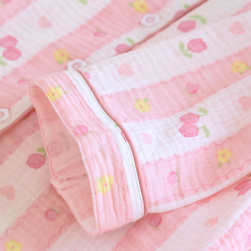 Ensemble de détente en coton rayé à motif rose - image 8