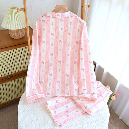 Ensemble de détente en coton rayé à motif rose - image 3