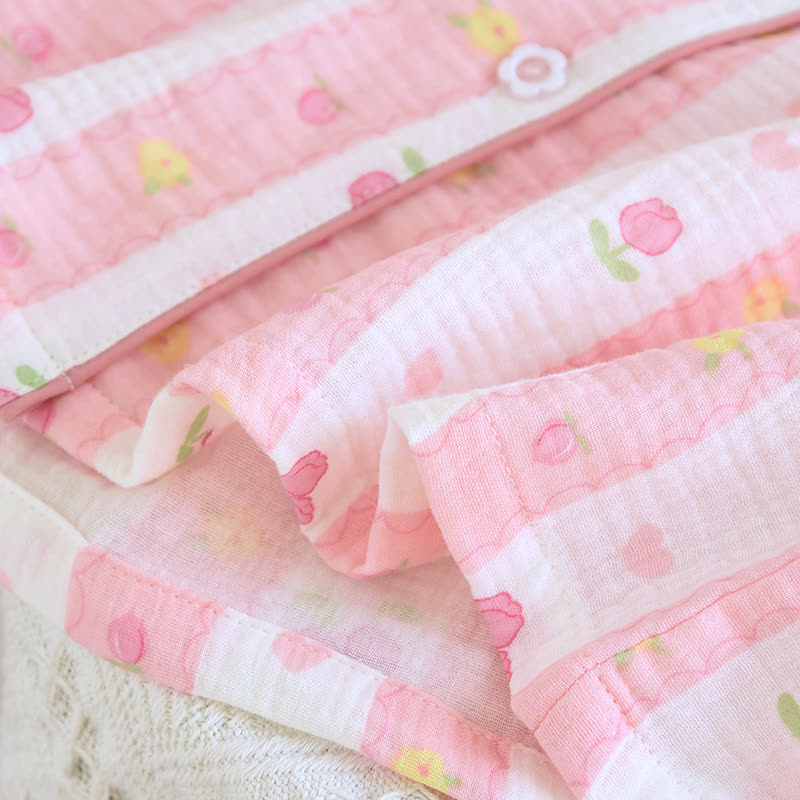 Ensemble de détente en coton rayé à motif rose - image 9
