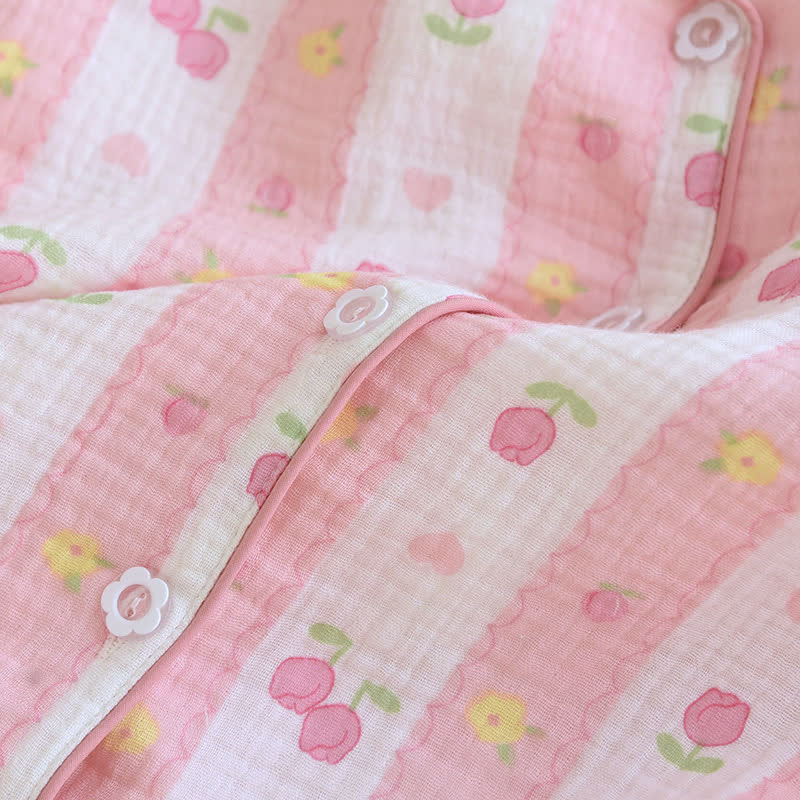 Ensemble de détente en coton rayé à motif rose - image 7