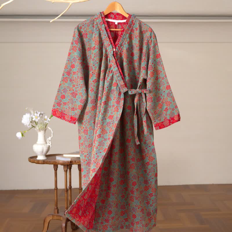 nuisette romantique en coton à volants roses - Vert - XL - image 8