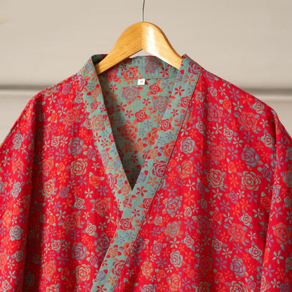 Peignoir kimono romantique en coton à motif de roses - image 5