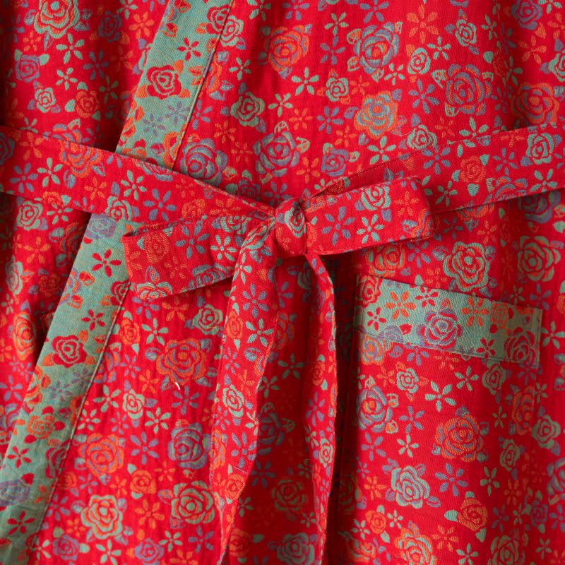 Peignoir kimono romantique en coton à motif de roses - image 7