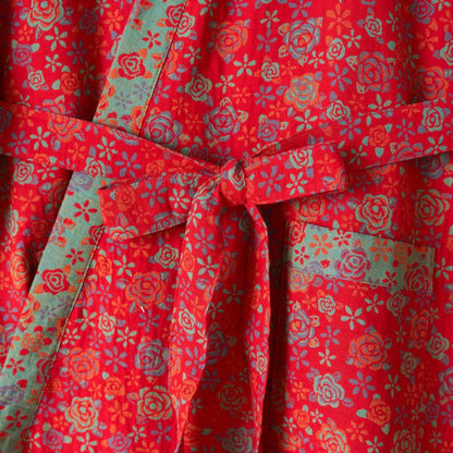 Peignoir kimono romantique en coton à motif de roses - image 7