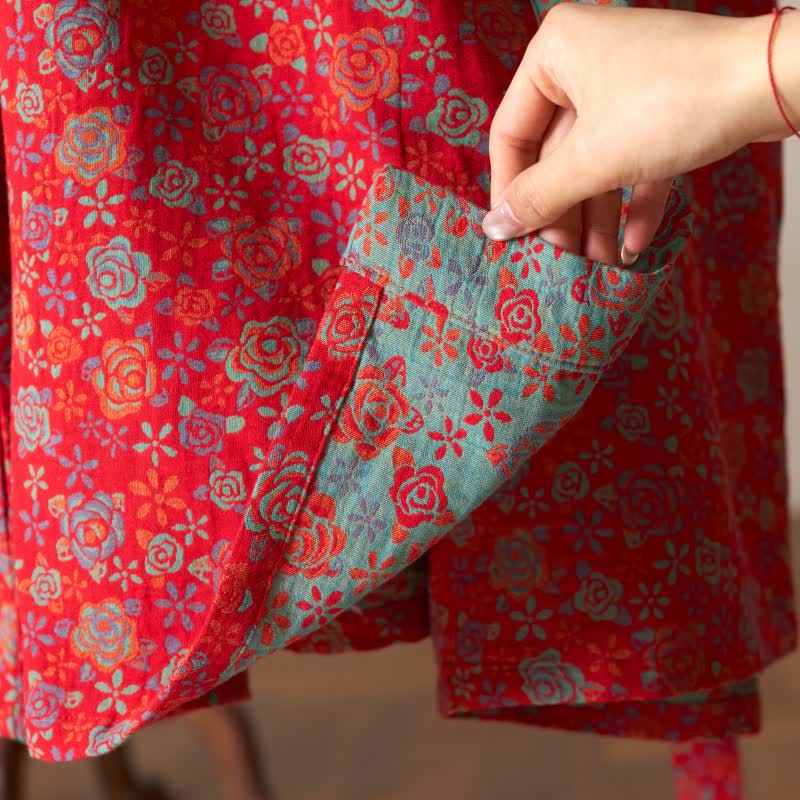 Peignoir kimono romantique en coton à motif de roses - image 8