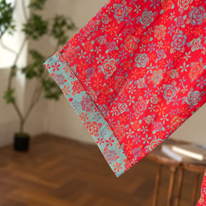 Peignoir kimono romantique en coton à motif de roses - image 6