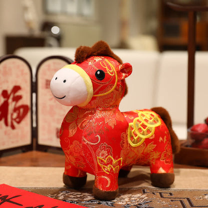Poupée porte-bonheur en peluche Cheval du zodiaque chinois - UN - 4 pièces - 28 cm - image 7