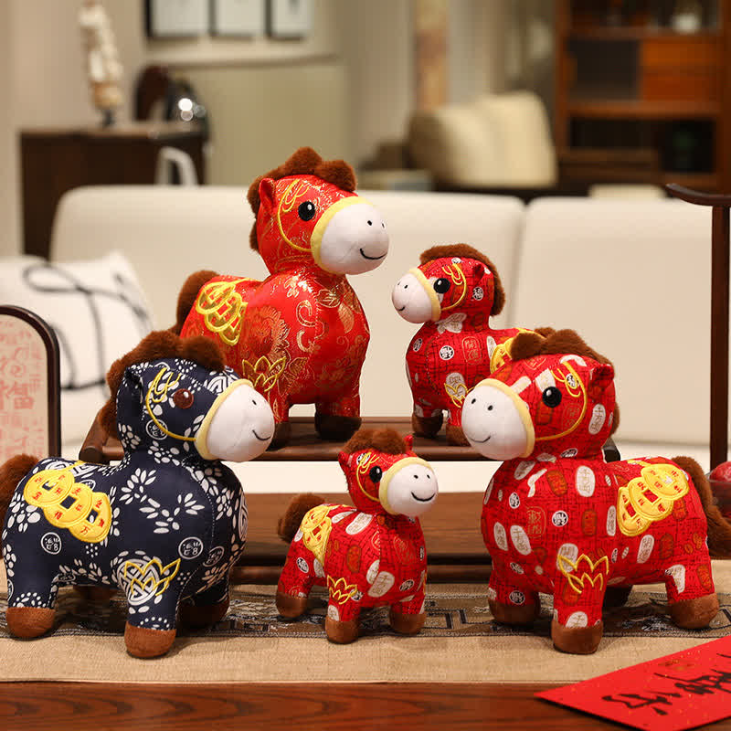 Poupée porte-bonheur en peluche Cheval du zodiaque chinois - image 2