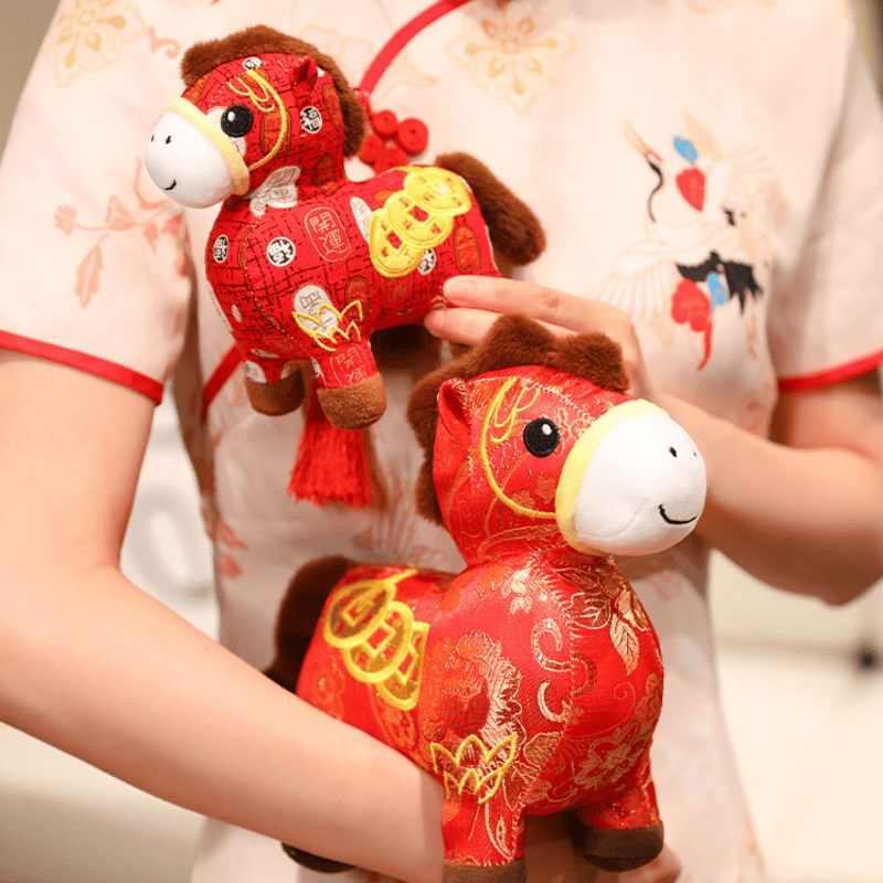 Poupée porte-bonheur en peluche Cheval du zodiaque chinois - image 6