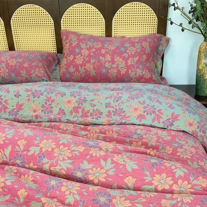 Parure de lit « Country Gardenia Floral » en gaze de coton (4 pièces) - Rose - roi - image 0
