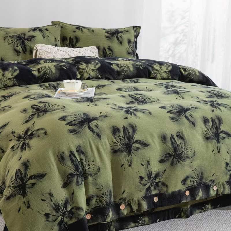 Ensemble de literie en coton de style oriental à motifs floraux (4 pièces) - image 2