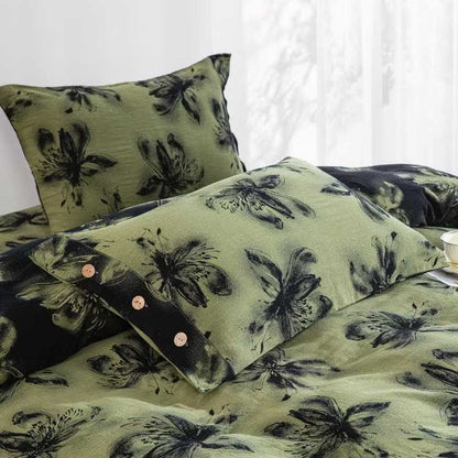 Ensemble de literie en coton de style oriental à motifs floraux (4 pièces) - image 3