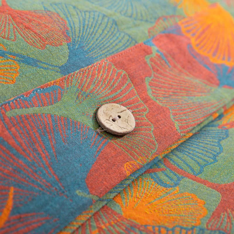 Parure de lit artistique en gaze de coton à motif de feuille de ginkgo (4 pièces) - image 6