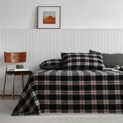 Drap de lit classique en coton à grands carreaux - image 2