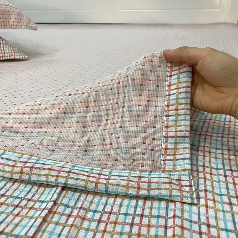 Drap-housse réversible en coton coloré à carreaux vichy - image 4