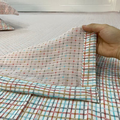 Drap-housse réversible en coton coloré à carreaux vichy - image 4