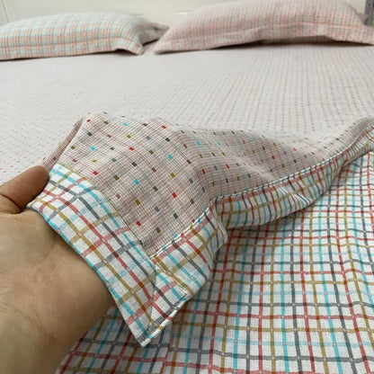 Drap-housse réversible en coton coloré à carreaux vichy - image 2
