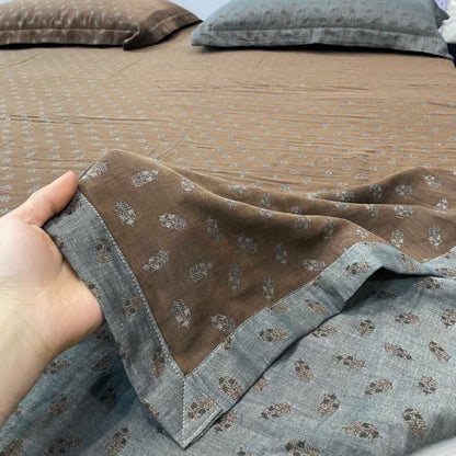 Drap-housse réversible en coton à motif floral rétro - image 1