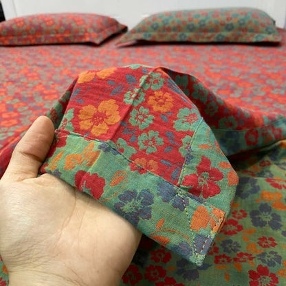 Drap-housse réversible en coton à motif floral champêtre - image 3