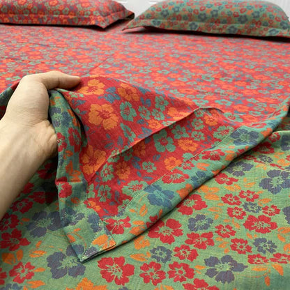 Drap-housse réversible en coton à motif floral champêtre - image 2