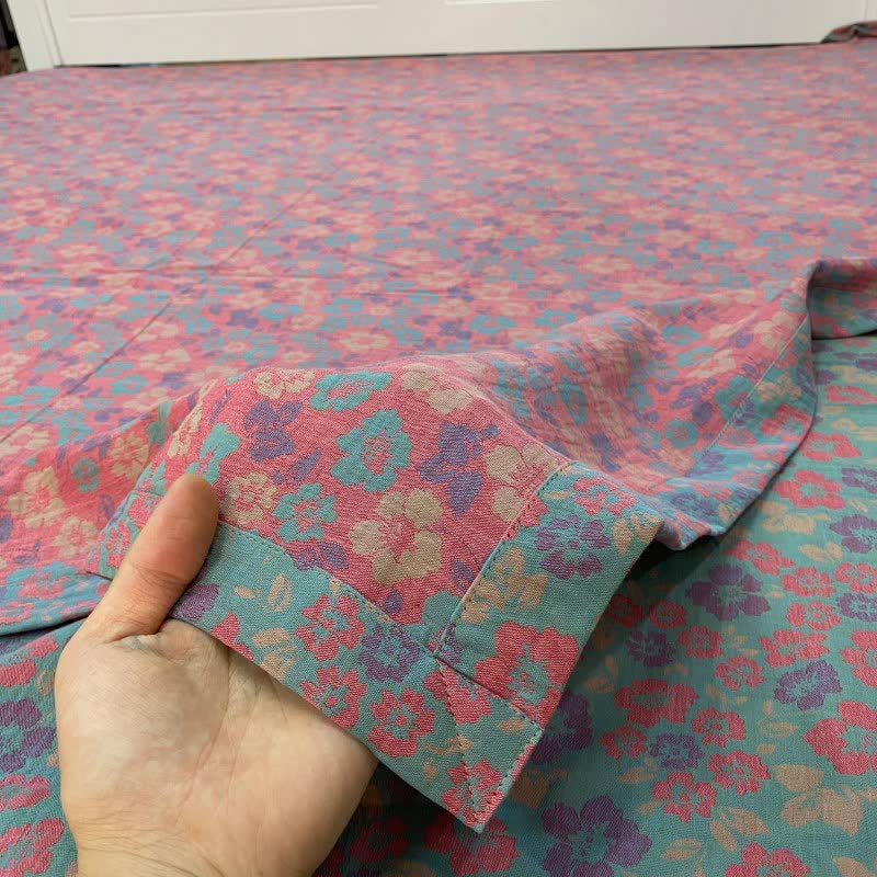 Drap-housse réversible en coton à motif floral champêtre - Rose - 2 taies d'oreiller - 48 cm x 74 cm - image 5