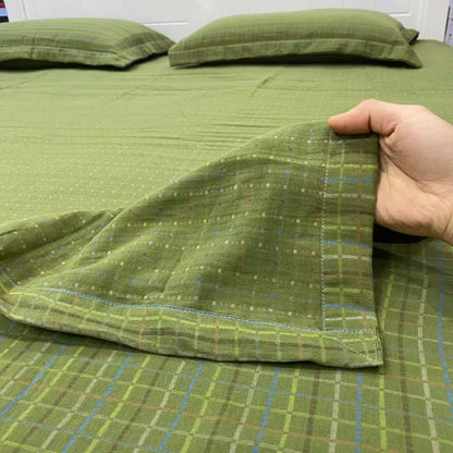 Drap-housse réversible en coton à carreaux vichy verts - image 2