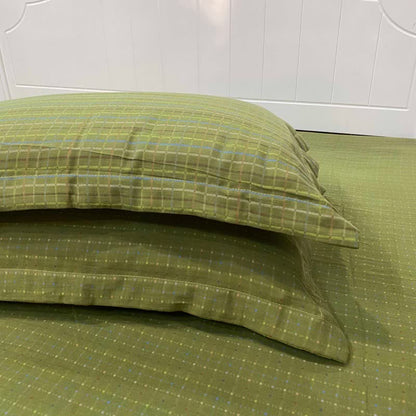 Drap-housse réversible en coton à carreaux vichy verts - 2 taies d'oreiller - 48 cm x 74 cm - image 4