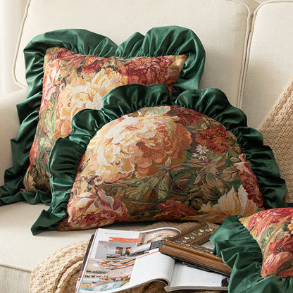 Coussin décoratif à volants en forme de pivoine peinte à l'huile - image 3