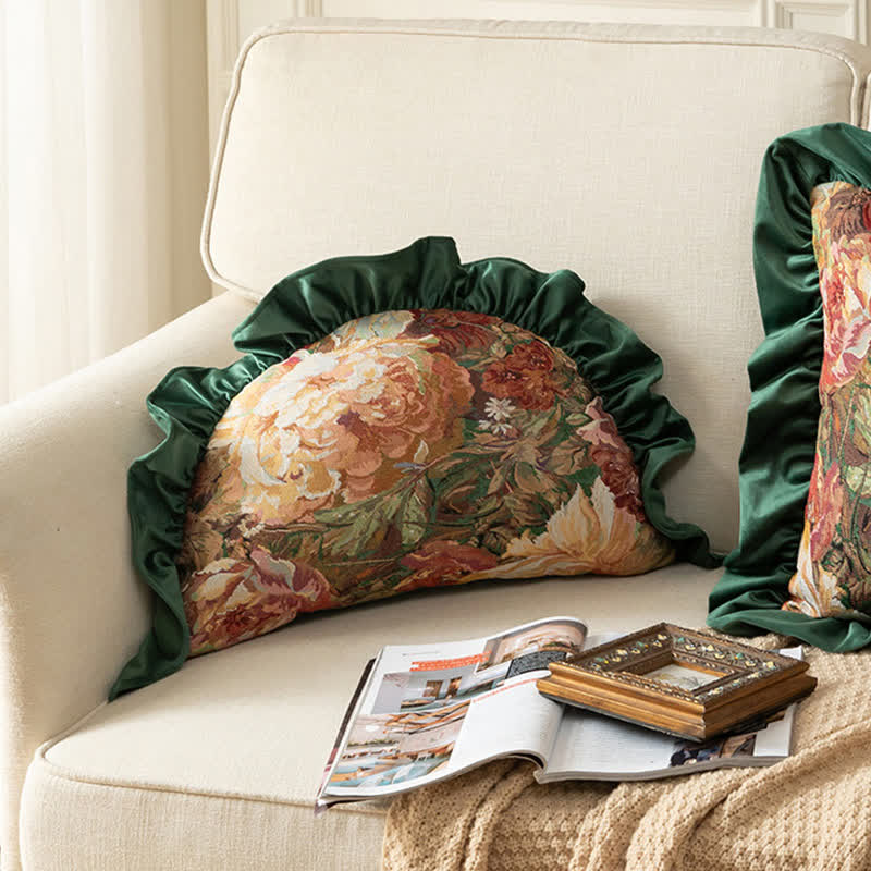 Coussin décoratif à volants en forme de pivoine peinte à l'huile - image 8