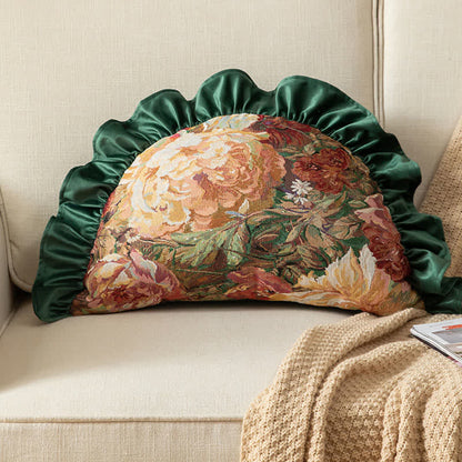Coussin décoratif à volants en forme de pivoine peinte à l'huile - Vert - Oreiller - 65 cm x 40 cm - image 6