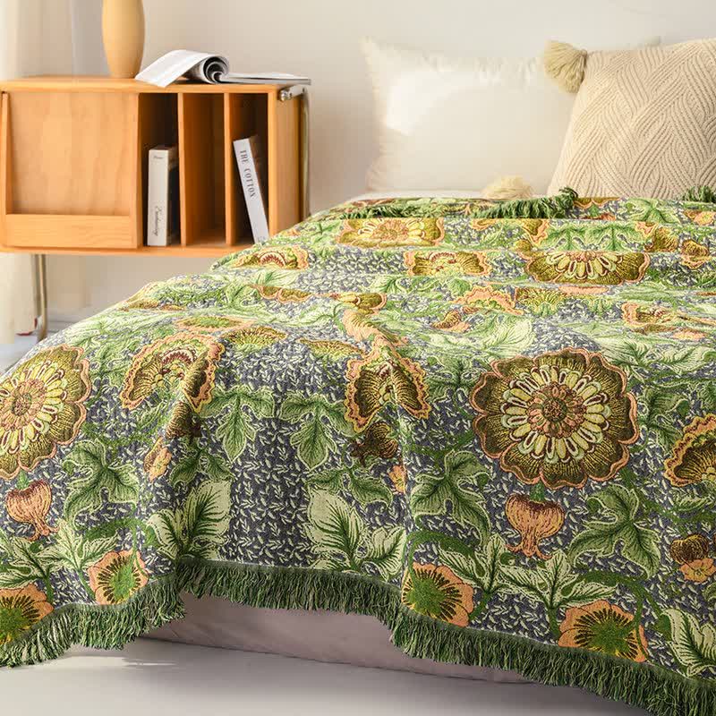 Couverture à pompons en gaze de coton à motif floral inspirée du jardin - image 3