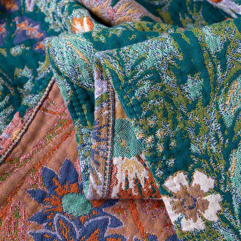 Couverture en gaze de coton à motif floral et de feuilles épanouies - image 3