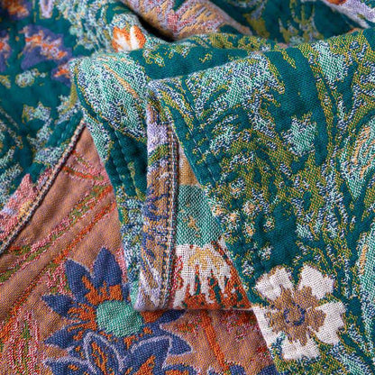 Couverture en gaze de coton à motif floral et de feuilles épanouies - image 3