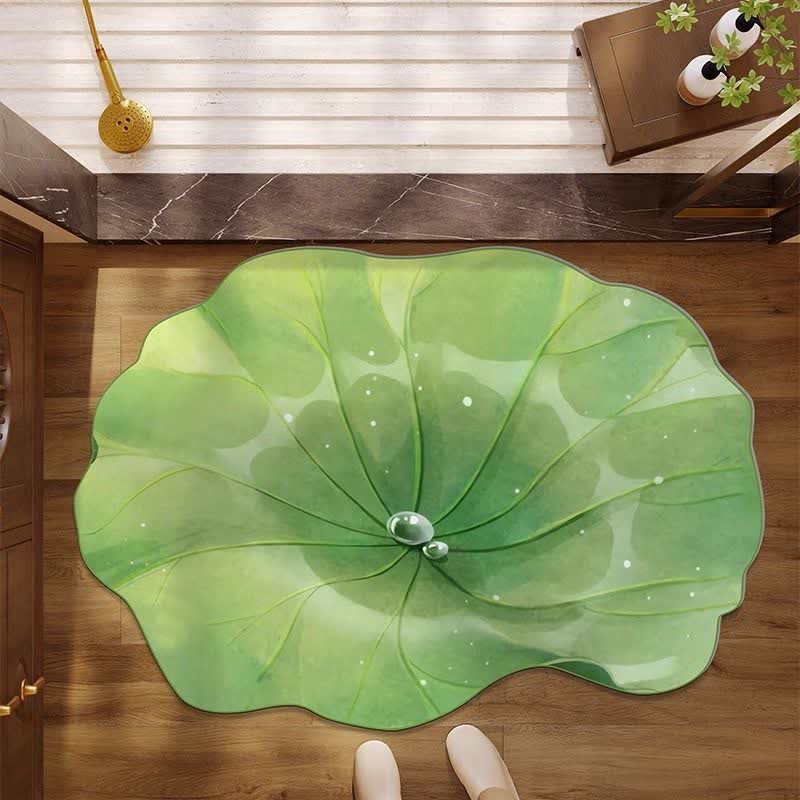 Tapis de bain à effet feuille de lotus - Vert - 80 cm x 120 cm - image 0