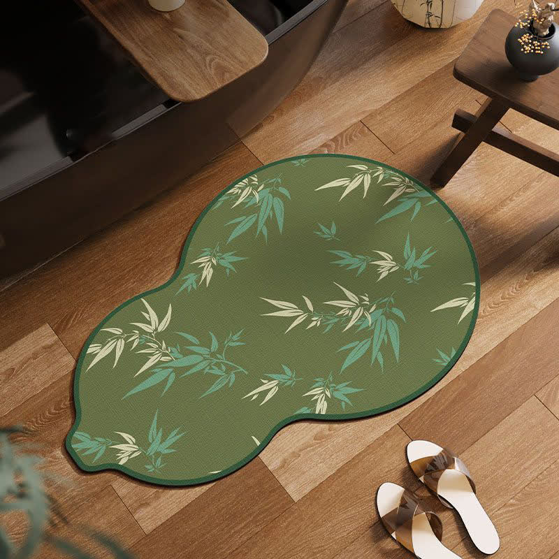 Tapis de bain en forme de citrouille, en forme de feuille de bambou - Vert - 80 cm x 120 cm - image 0