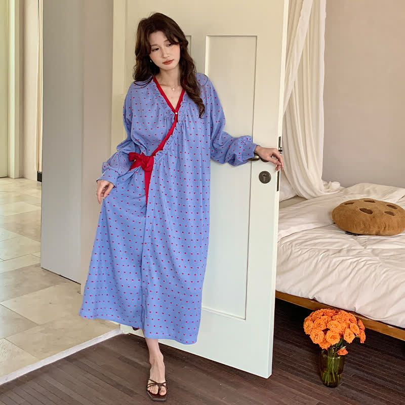 Chemise de nuit style kimono à motif grenade - Bleu - XXL - image 1
