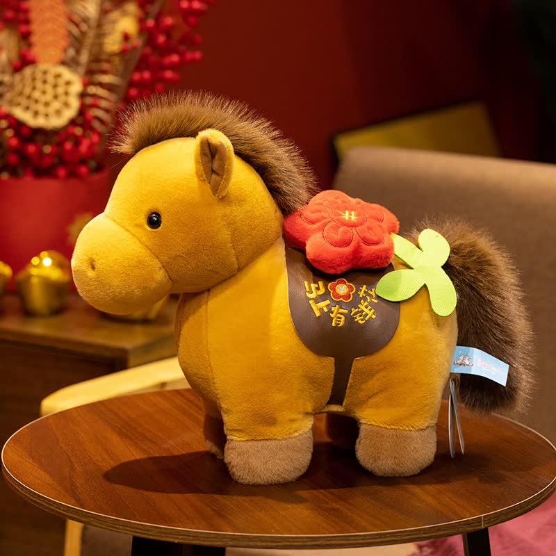 Peluche Cheval du zodiaque chinois - jaune foncé - 20 cm - image 2