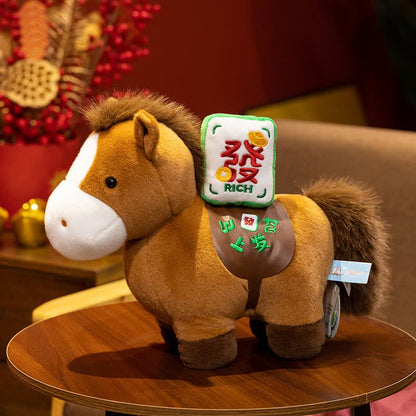 Peluche Cheval du zodiaque chinois - Brun - 16 cm - image 4